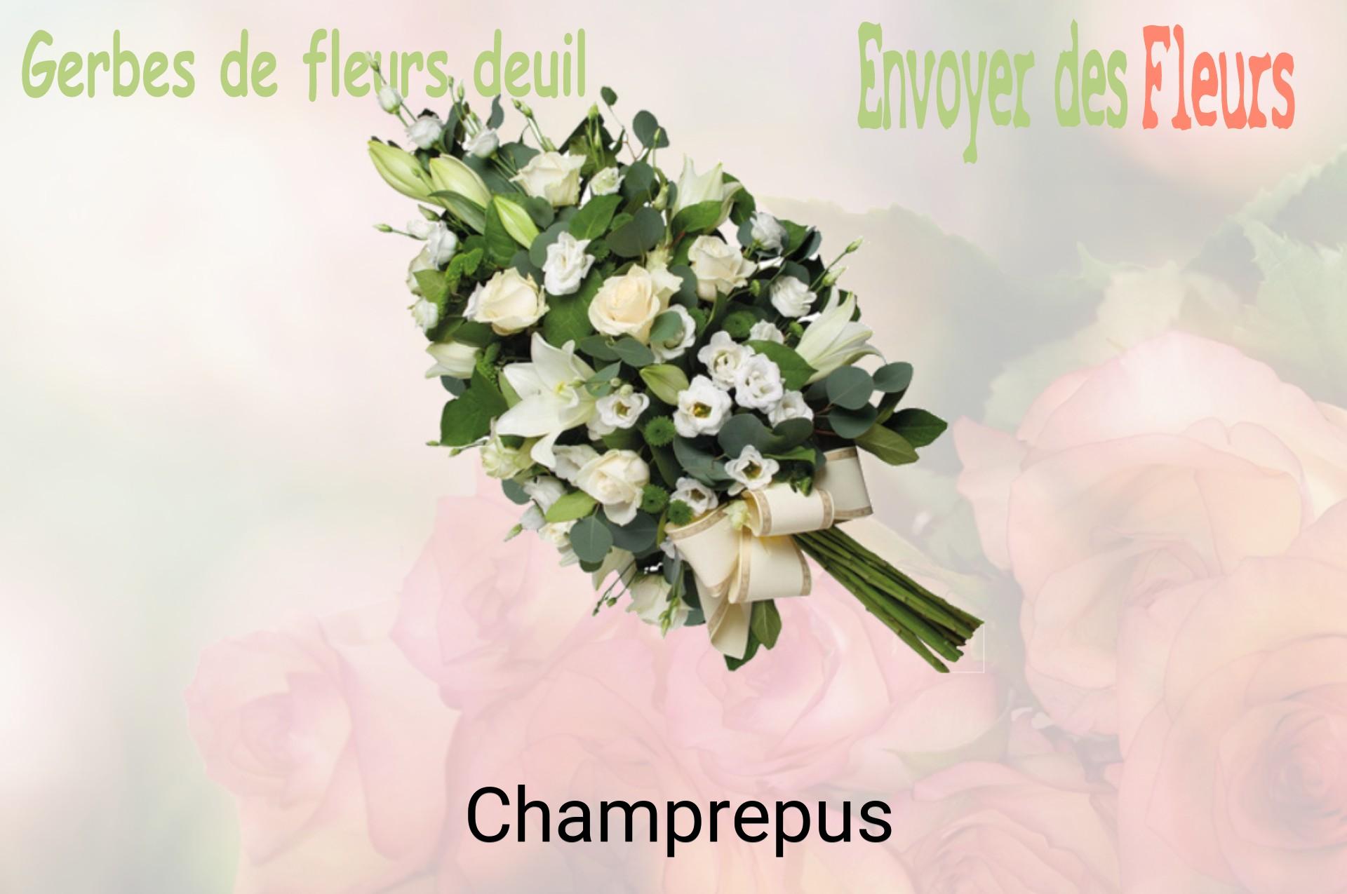 Gerbe de fleurs de deuil livrée à Champrepus